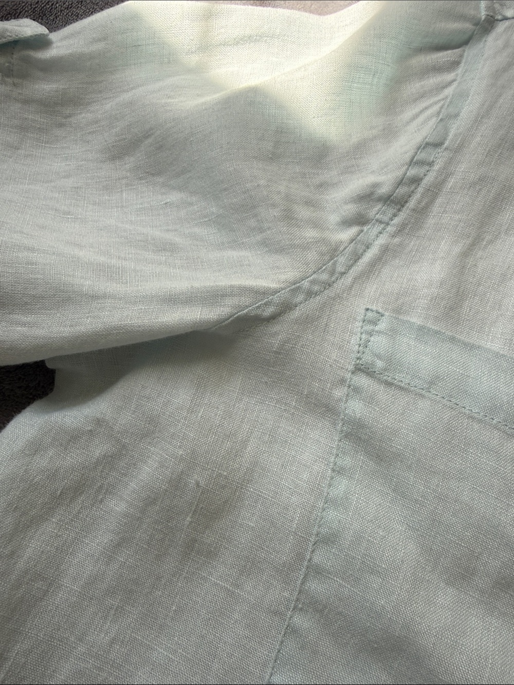 Relaxed Light Blue Linen Shirt Tunic Dress - Picture 7 of 10